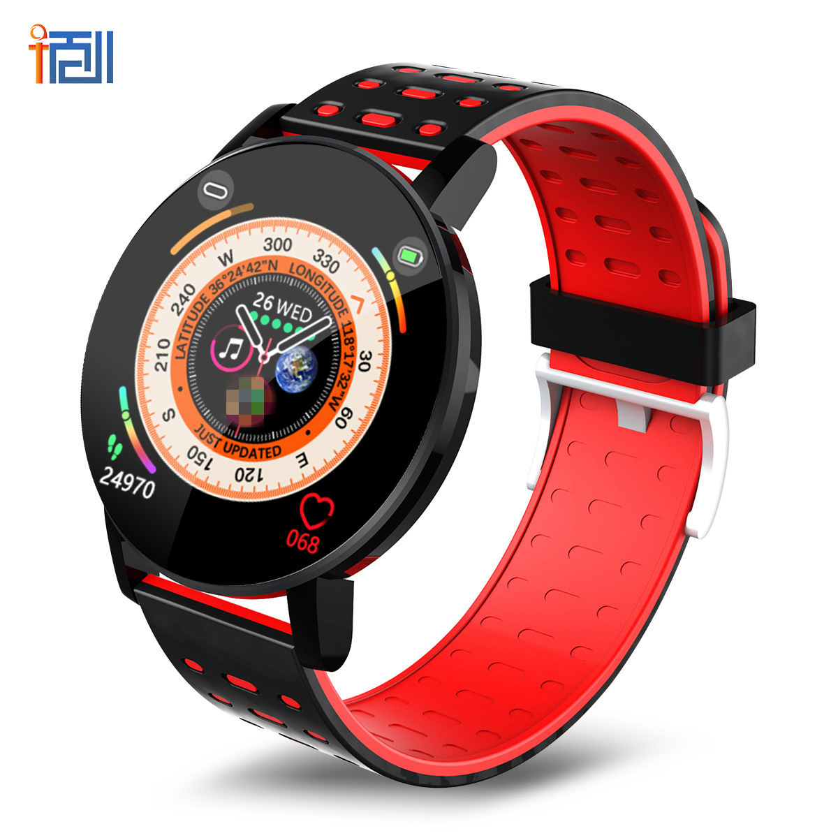 119plus Smart bracelet, 119 smart watch, step count, heart rate, blood pressure, incoming call information reminder, sports bracelet full figure