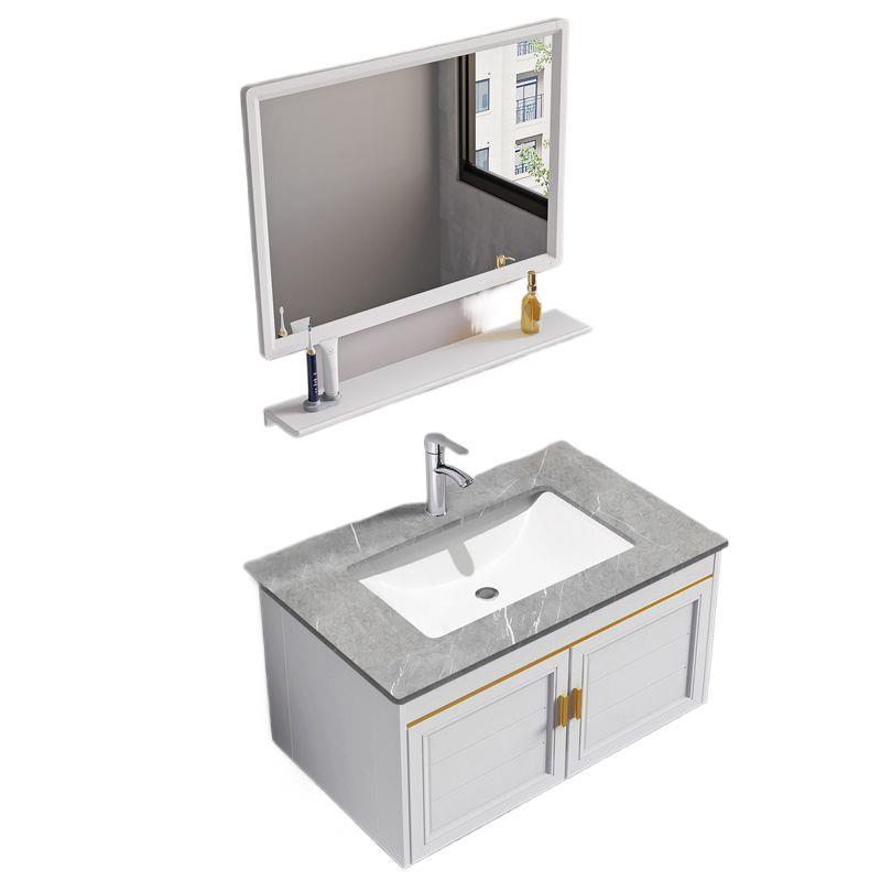 Modern and simple bathroom cabinet combination, ceramic rock plate washbasin, space aluminum bathroom toilet washbasin cabinet combination Item Picture
