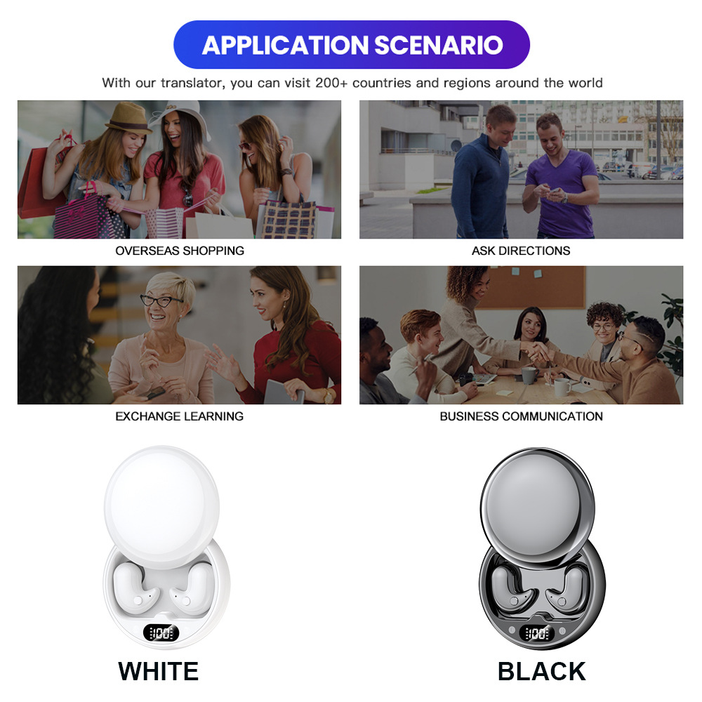 The new V05 translation headphones support real-time translation between multiple languages and Bluetooth headphones Specification drawing