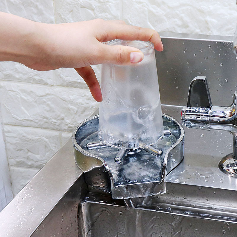 Hotel bar counter stainless steel automatic cup washer, coffee and milk tea shop no-clean rinsing tank high-pressure faucet Specification drawing