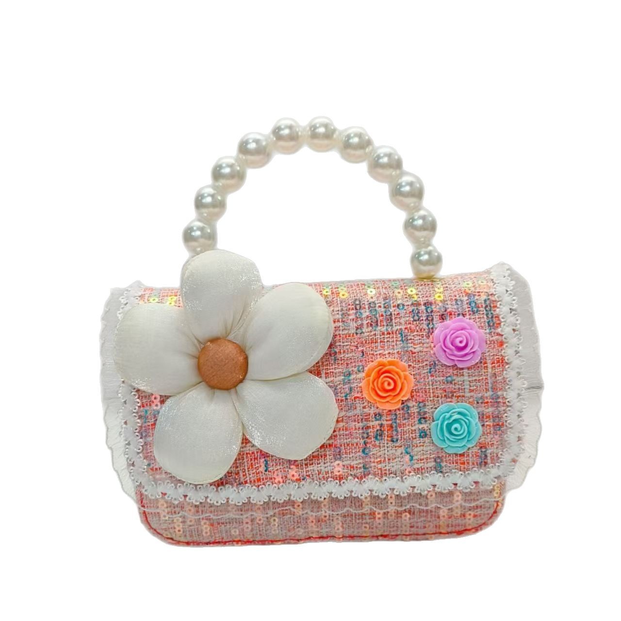 Princess bag, pearl handbag, single-shoulder crossbody bag, loose change accessory bag, small square bag, chain bag, girl's lucky money bag Item Picture