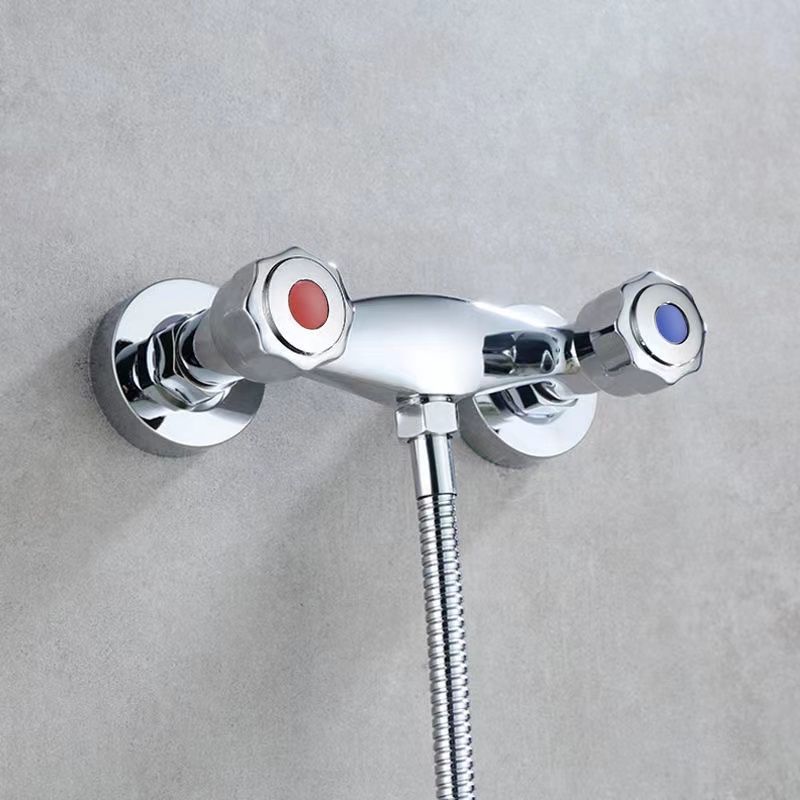 7W shower head, dual switch faucet, bathroom bathtub faucet, cold and hot fine copper, dual handle and dual control, wall-mounted mixed water Application Scenario