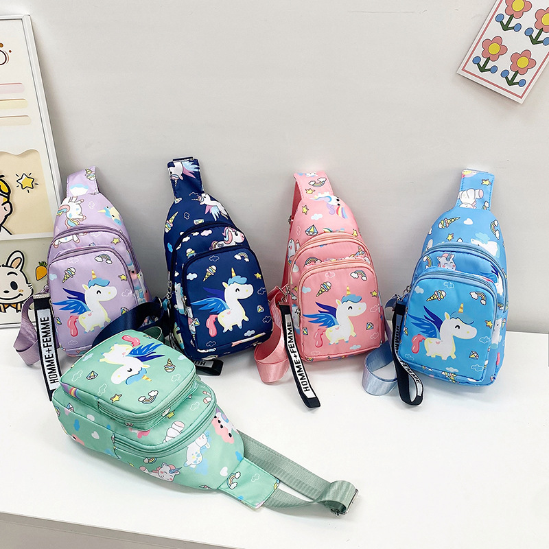 2023 New children's bag: Cute cartoon, portable, single-shoulder backpack for boys and girls, fashionable and casual travel chest bag full figure