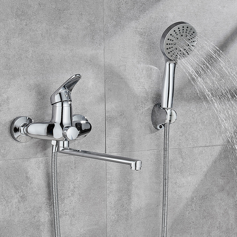All-copper shower head set, shower faucet, cross-border Central Asia, Eastern Europe, Russian bathtub faucet, three-in-one mixed water valve body full figure