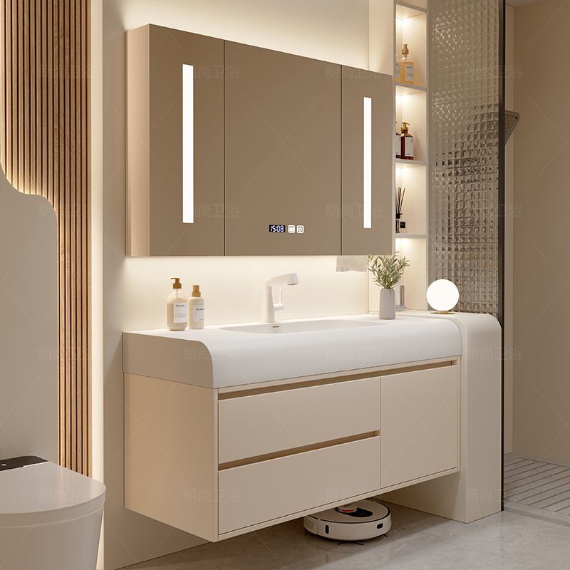 Modern and simple Keli skin-resistant one-piece basin, bathroom cabinet, washbasin, bathroom washstand, washbasin cabinet combination details Picture