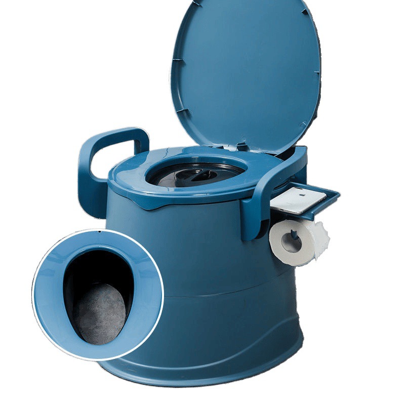 Mobile toilet, elderly toilet, home, pregnant women, indoor deodorizing, covered, adult portable plastic armrest toilet chair Item Picture