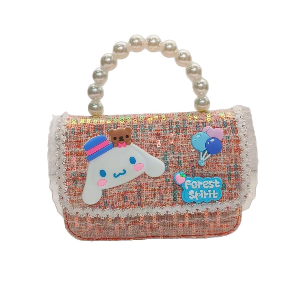 Pearl handbag, single-shoulder crossbody bag, loose change accessory bag, cinnamon dog small square bag, chain children's bag, lucky money bag Item Picture