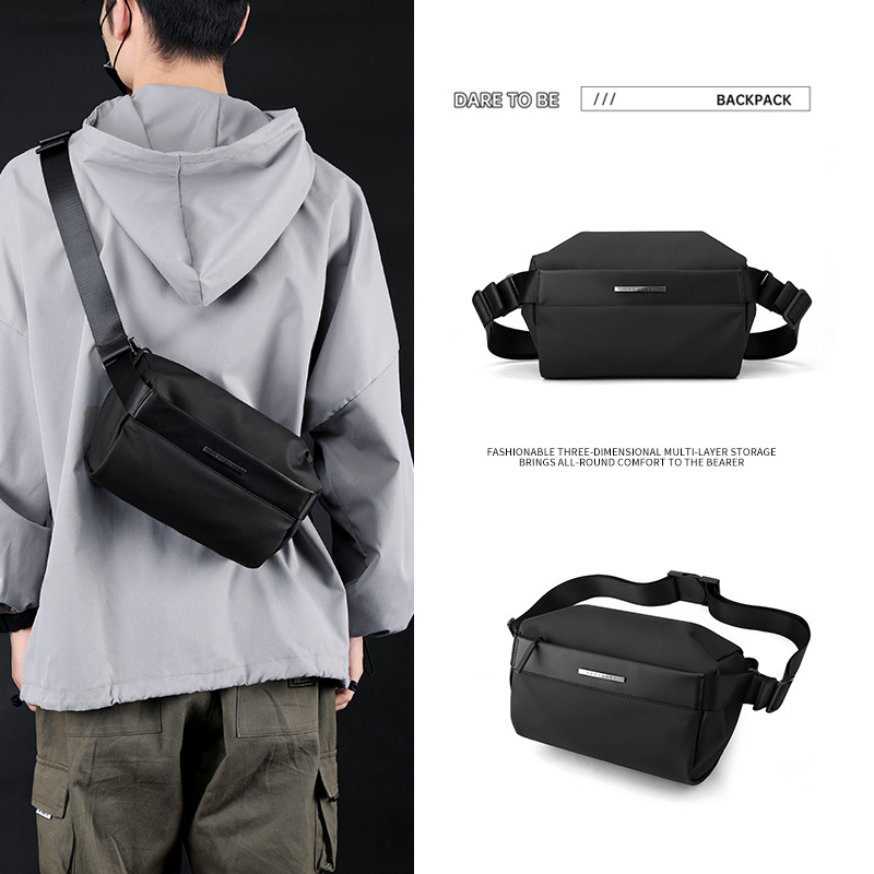 New casual men's functional crossbody bag, water-resistant chest bag, European and American trend single-shoulder crossbody backpack, cross-border consignment full figure