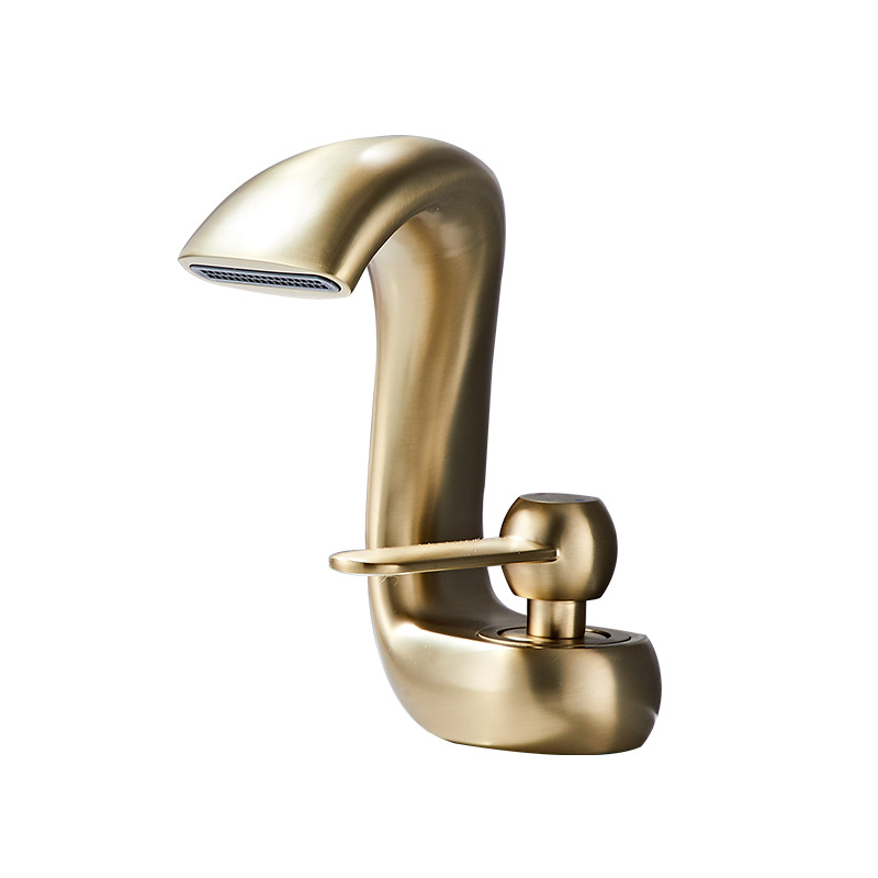 Single-hole creative waterfall-style anti-splash faucet in the shape of a Maneki Neko, cold and hot bathroom washbasin faucet Item Picture
