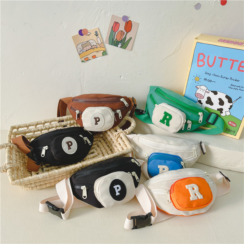 Korean-style fashionable, sporty and cool children's chest bag, fresh and stylish letter waist bag, lightweight crossbody bag for going out full figure