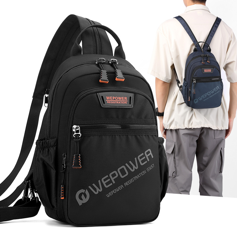 The new WEPOWER men's business casual chest bag is suitable for single-shoulder crossbody and can be worn with both shoulders for outdoor trips full figure