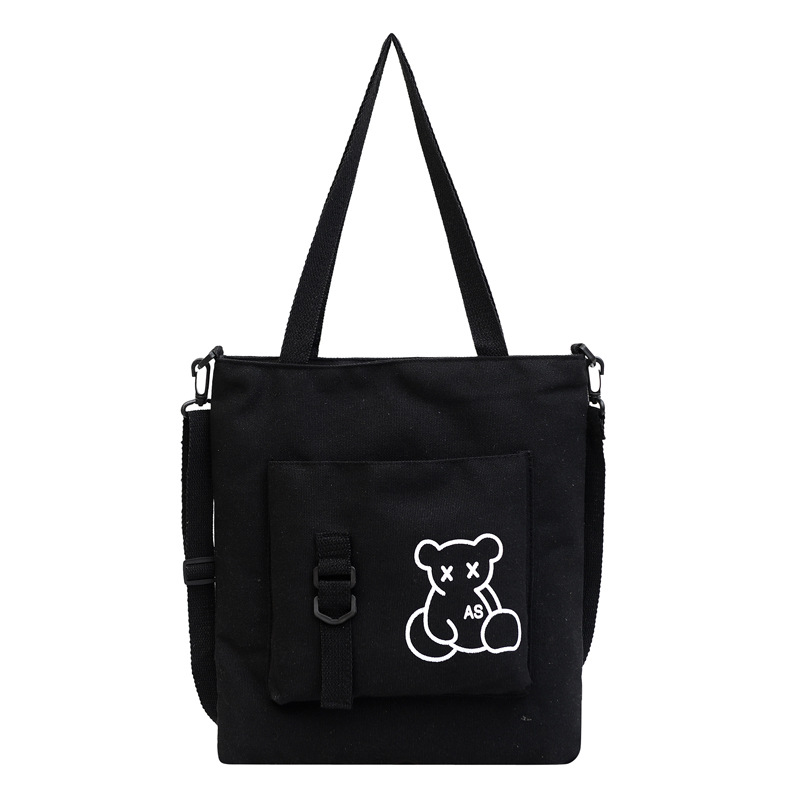 Large-capacity women's bag manufacturer in stock, fashionable Korean-style single-shoulder canvas bag, ins, high school and college students' hand-held tutorial bag Item Picture