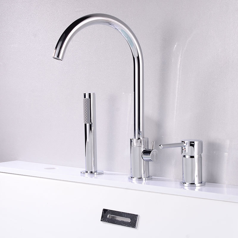 All-copper gun, grey bathtub faucet, side-mounted split hot and cold water faucet, three-piece set, bathroom showerhead, rotatable Specification drawing