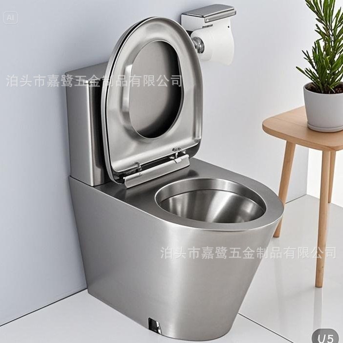 Cross-border 304 stainless steel toilet, stainless steel prison toilet, siphonic flush stainless steel toilet full figure