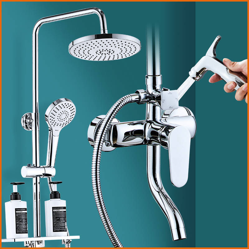 Shower head set, household all-copper faucet, bathroom constant temperature shower head, bathroom pressurized rain shower and sun shower head full figure