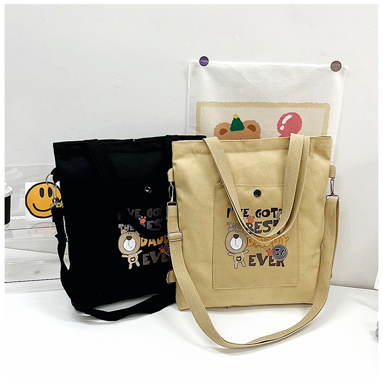 Korean dual-purpose girl crossbody bag 2024 new style in stock, college style letter canvas bag, Harajuku style single-shoulder bag for girls Specification drawing