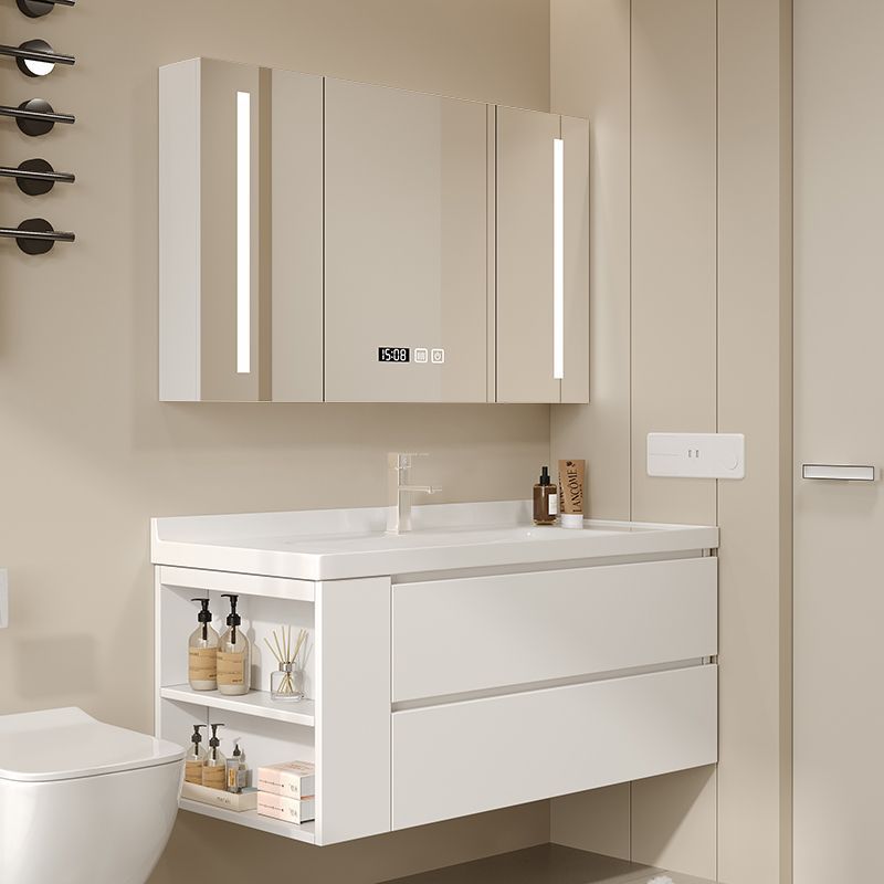 Ceramic one-piece skin-feel white basin bathroom cabinet, hand washing basin, bathroom washbasin combination, modern and simple solid wood details Picture