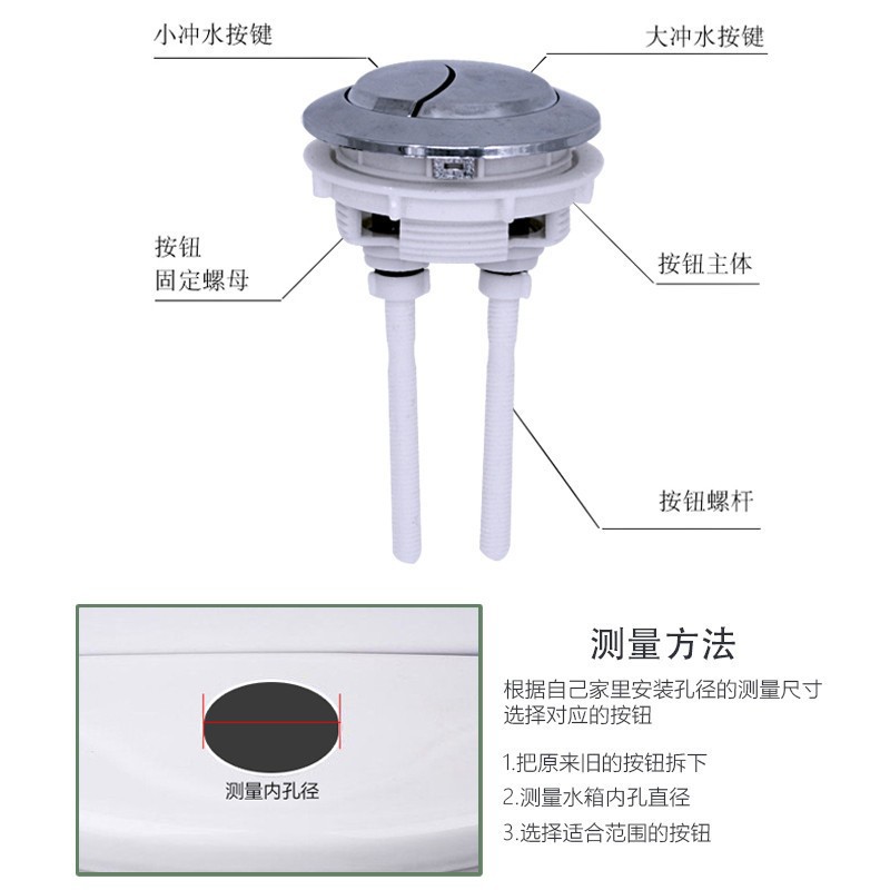 Toilet tank accessories, tank button, one-piece toilet button, double-button type toilet seat press valve Item Picture
