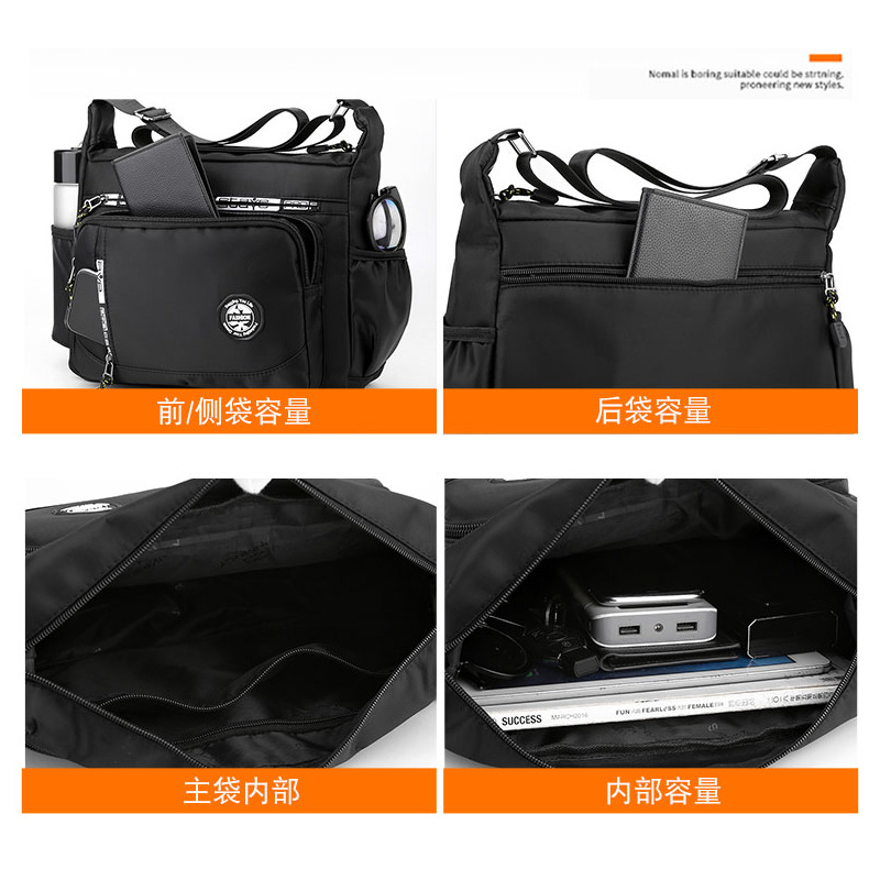 Wholesale of Korean men's simple and large-capacity briefcases, casual and versatile single-shoulder bags, travel and business crossbody men's bags Specification drawing