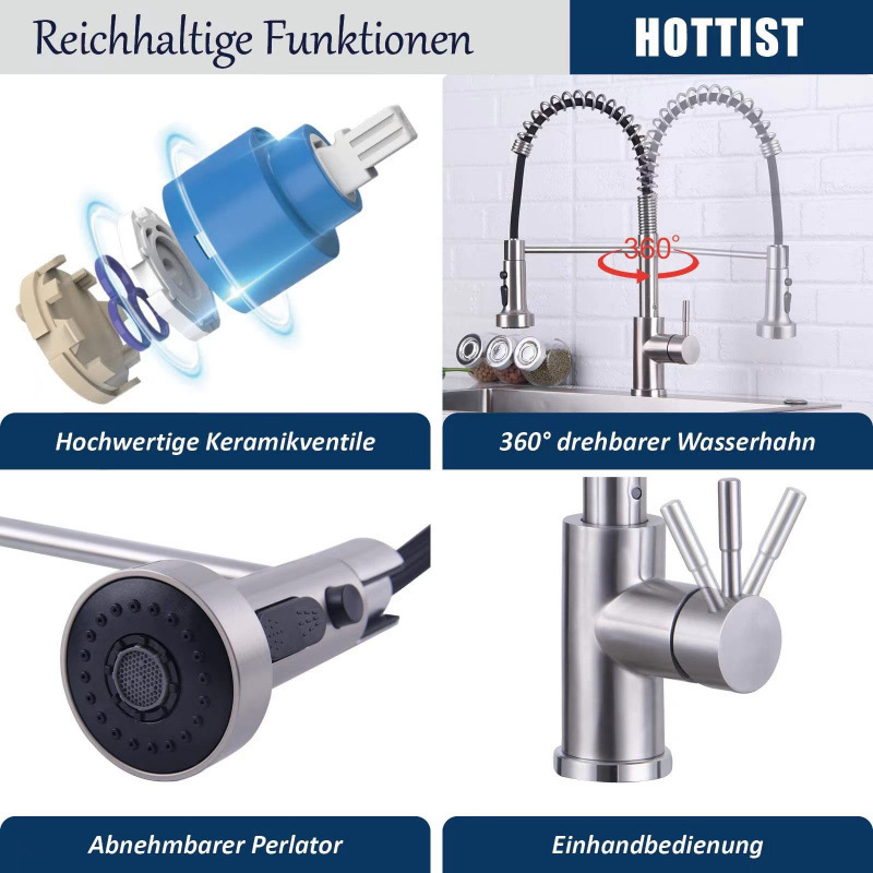 Cross-border kitchen cold and hot spring pull-out faucet, stainless steel sink with base plate, purified water for direct drinking, dual-purpose single hole Application Scenario