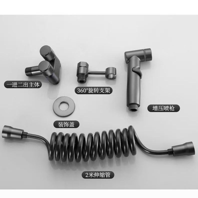 Toilet companion, one-in, two-out, three-way Angle valve, washing machine faucet, stainless steel water gun set factory wholesale details Picture