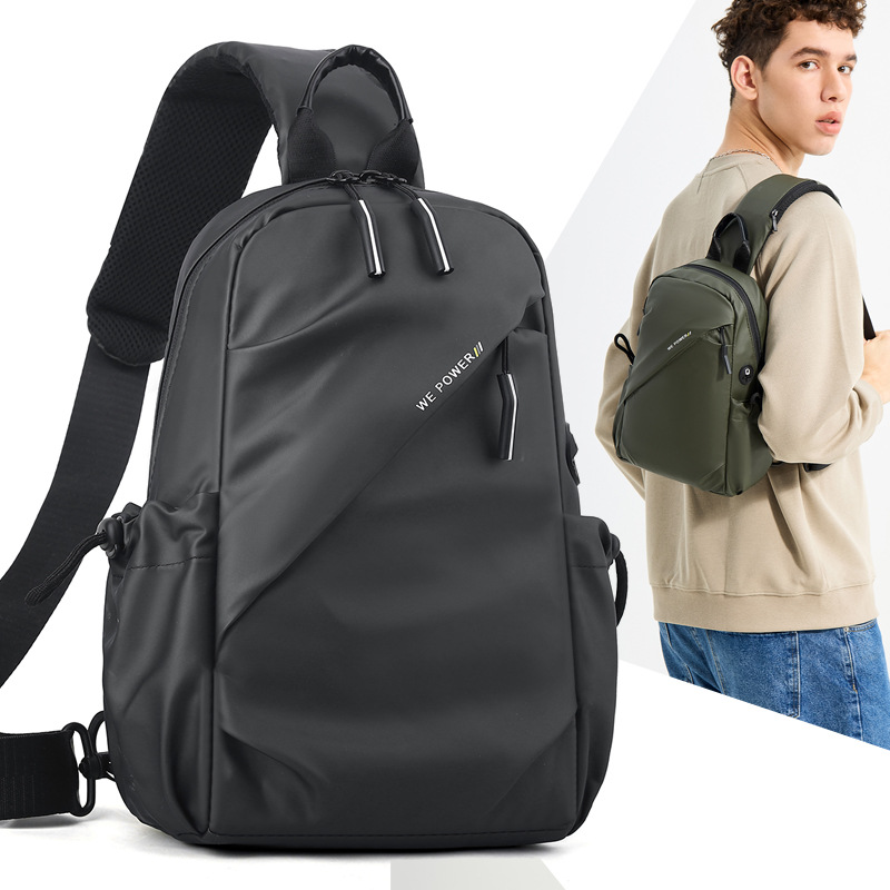 WEPOWER's new multi-functional water-resistant chest bag, crossbody single-shoulder bag, casual sports backpack and men's crossbody bag full figure
