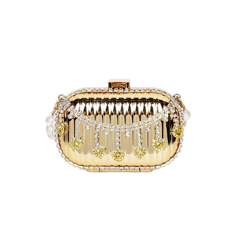 New style of European and American cross-border acrylic bag 2025, fashionable and trendy, with sparkling diamonds and tassels, luggage, pocket, and red envelope Item Picture