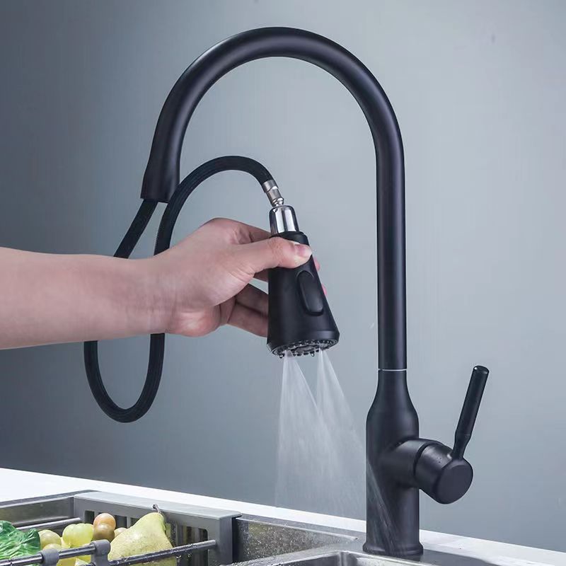 Kitchen pull-out faucet, cold and hot all-copper sink, multi-functional anti-splash water telescopic universal head sink faucet details Picture