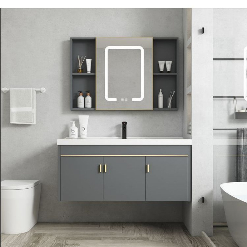 Space aluminum bathroom cabinet, basin, bathroom ceramic integrated basin, washbasin cabinet combination, smart mirror cabinet, washbasin, cross-border Specification drawing