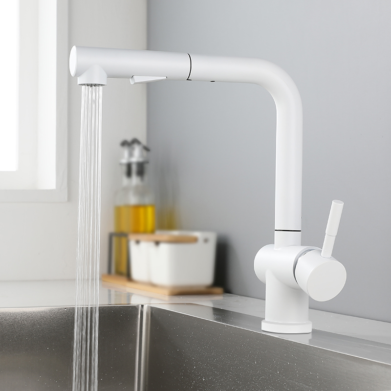 Gun grey pressure-increasing splash-proof stainless steel sink, sink, kitchen hot and cold water faucet, household pull-out type Item Picture