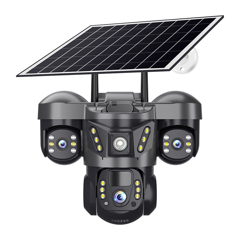 Three-lens three-screen 4G high-definition solar dome camera monitoring solar camera 4G solar 3lens Item Picture