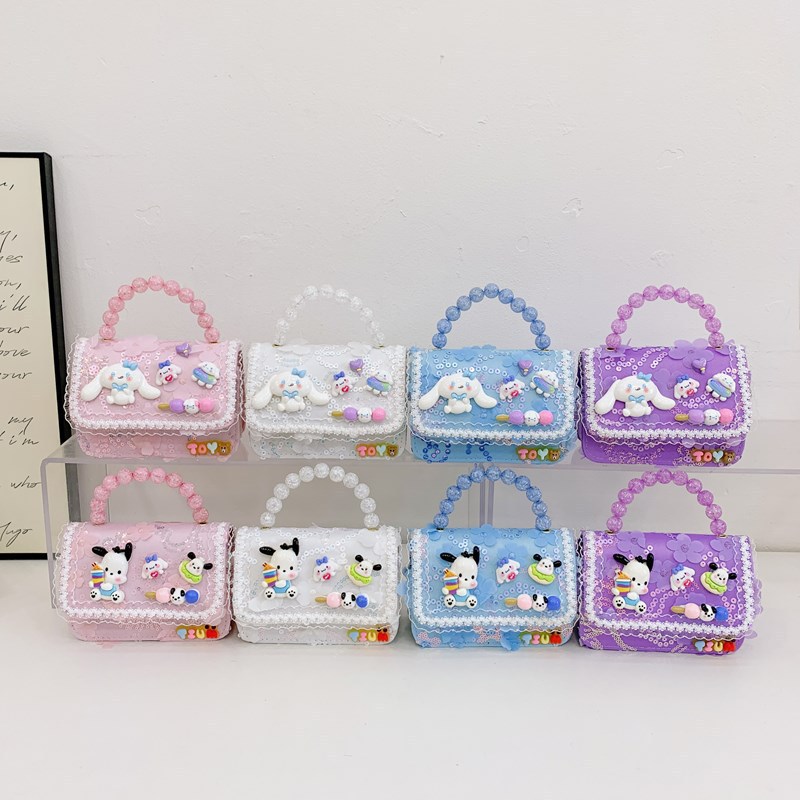 New princess pearl handbag, girls' cartoon chanel-style crossbody bag, children's accessories, single-shoulder coin purse full figure