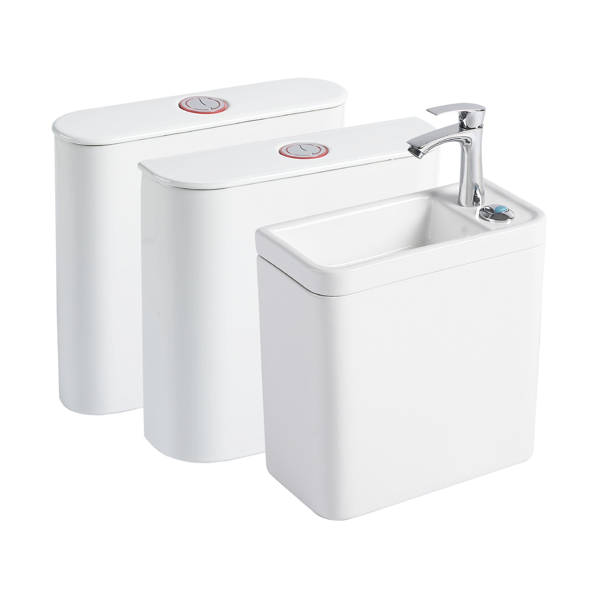 The new ceramic water tank features a large-capacity dual-speed water level, strong flushing force, noise reduction, anti-pollution, and durable flushing tank for squat toilets Item Picture