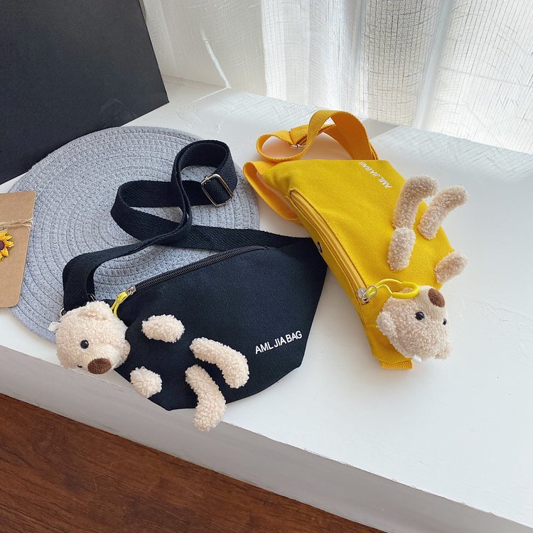 Japanese student fashion Instagram crossbody canvas chest bag for women, 2020 new trendy and popular little bear waist bag Specification drawing