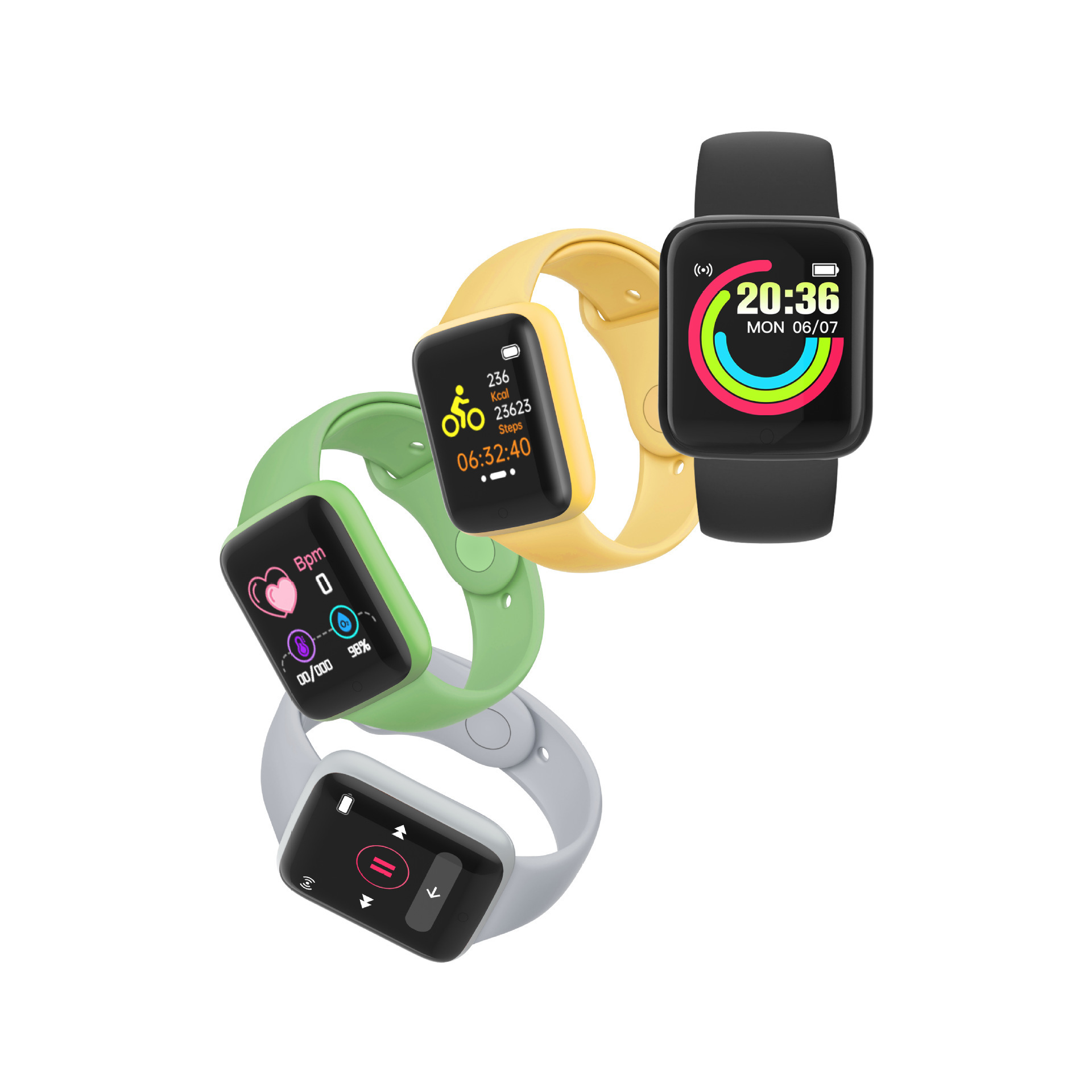 Cross-border Y68 Macaron Smart Bracelet D20 Macaron New Heart Rate and Blood Pressure Multi-functional Bluetooth Watch Application Scenario