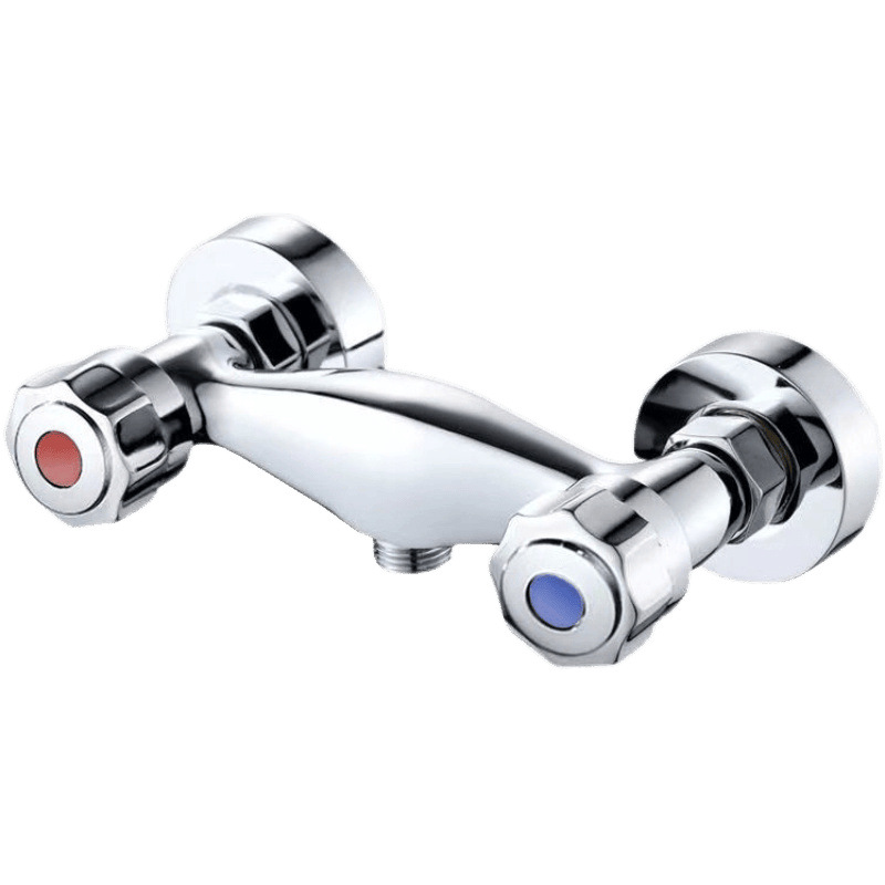 7W shower head, dual switch faucet, bathroom bathtub faucet, cold and hot fine copper, dual handle and dual control, wall-mounted mixed water Item Picture