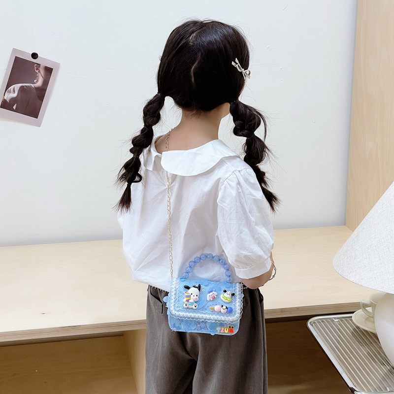 New princess pearl handbag, girls' cartoon chanel-style crossbody bag, children's accessories, single-shoulder coin purse Specification drawing