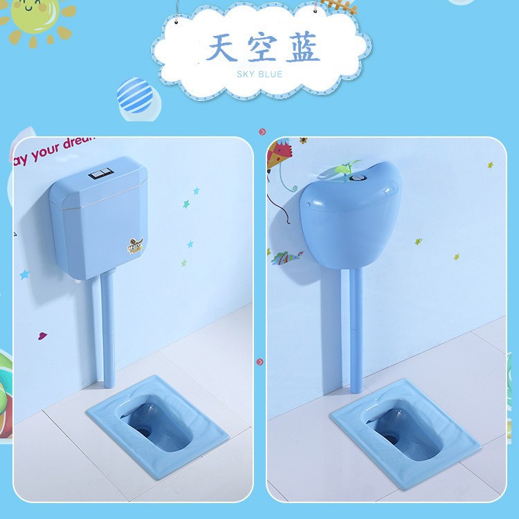 White and colored children's plastic water tank squat toilet for kindergartens, rectangular apple water tank 111 Item Picture