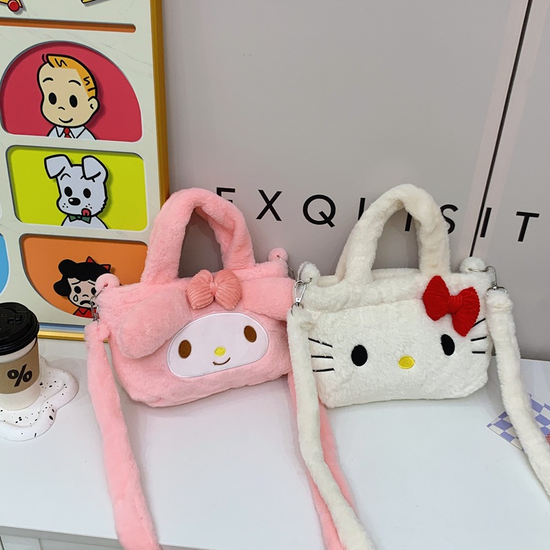 Plush crossbody bag, children's bag, 2024 new style, small animal bag, lightweight small crossbody, underarm makeup, simple single, cute bag Specification drawing