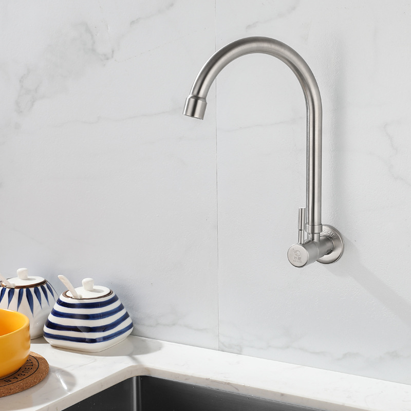304 stainless steel kitchen wall-mounted faucet, single-cooling sink for washing vegetables, dishes, laundry pool, balcony washbasin faucet details Picture