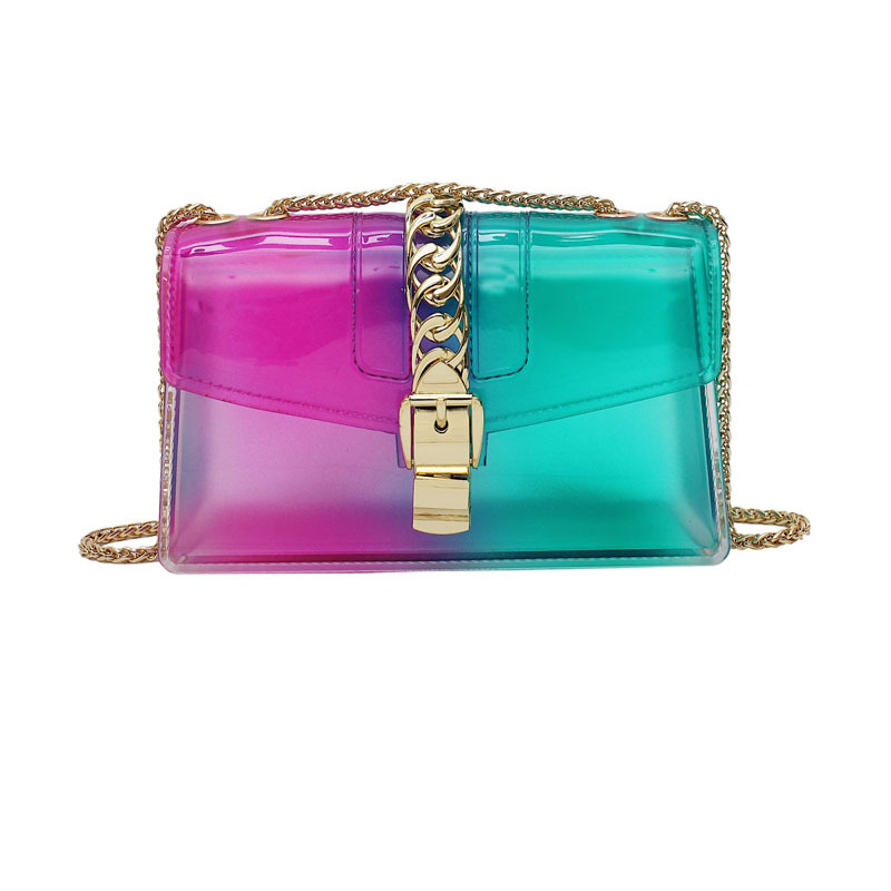 Summer 2025 new gradient jelly bag, fashionable color-blocking chain bag, crossbody single-shoulder bag, ladies' small bag Item Picture