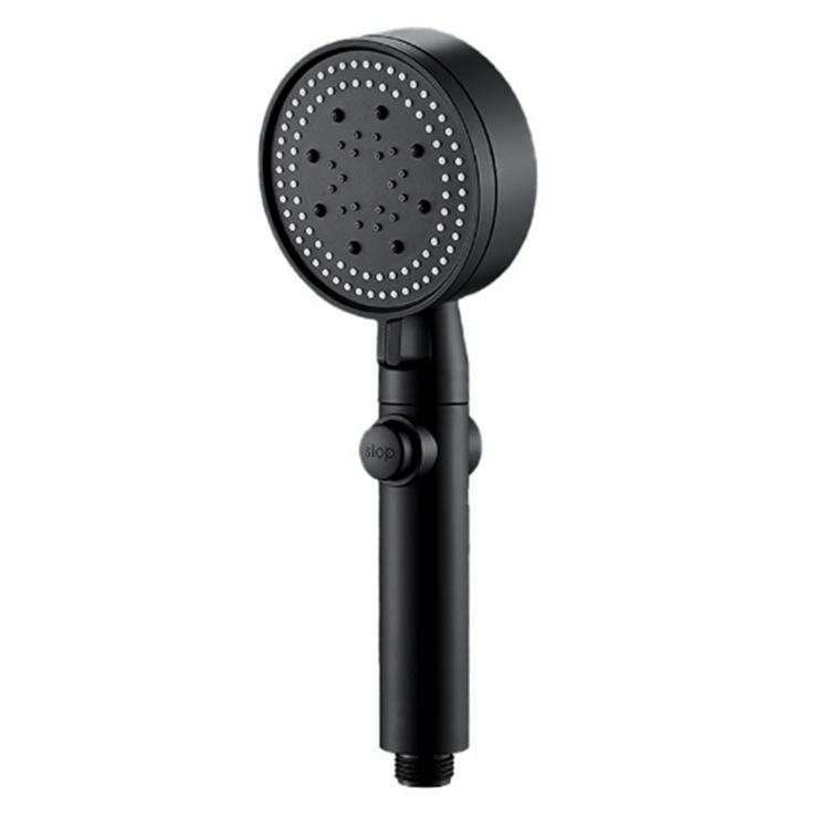 Black five-speed shower head, bathroom nozzle, pressurized water output, showerhead, hand-held showerhead, filtration, five-speed water output full figure