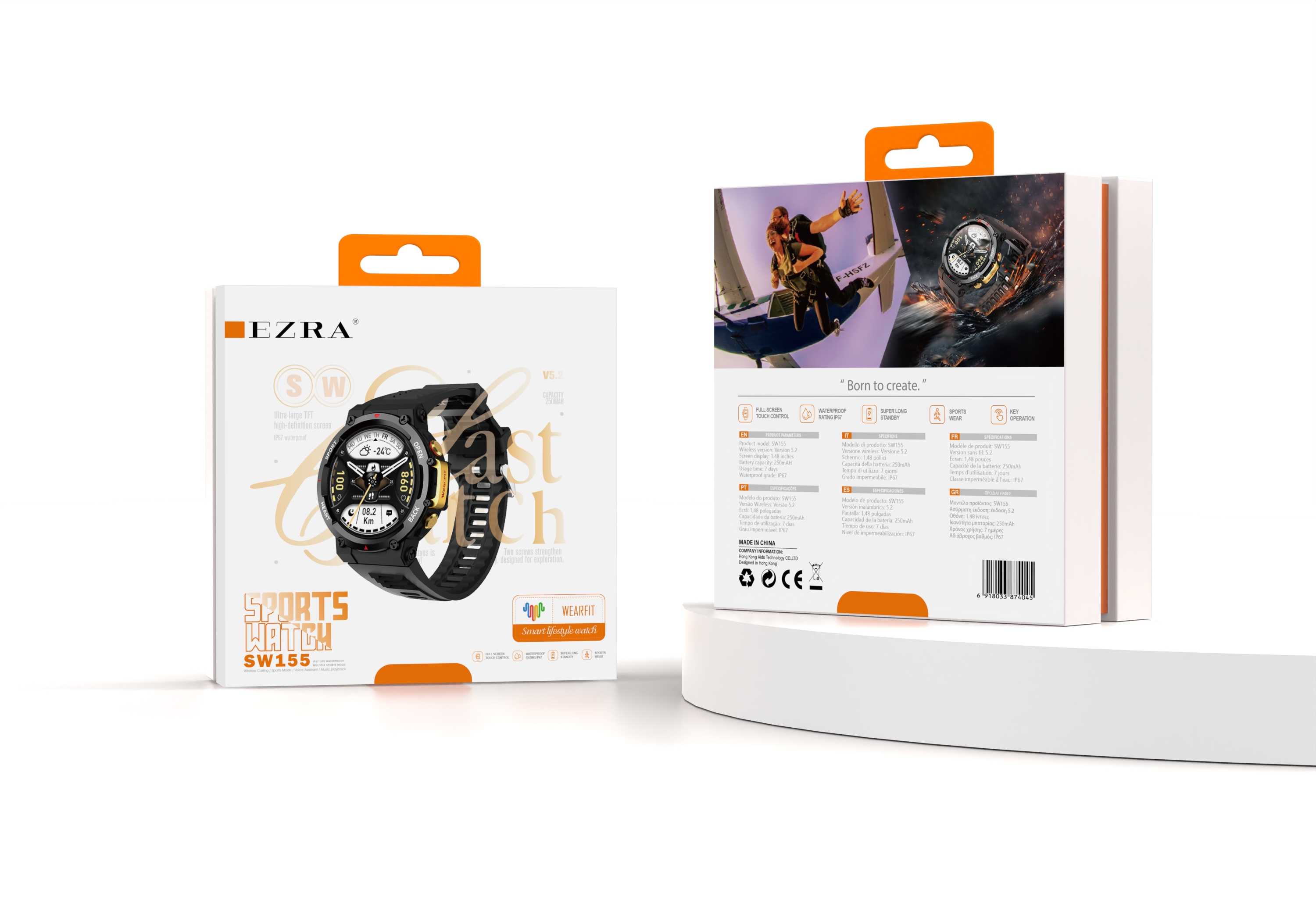 EZRA智能手表SW155 1.48inch圆屏BT8918B芯片蓝牙5.2 250mAh IP67