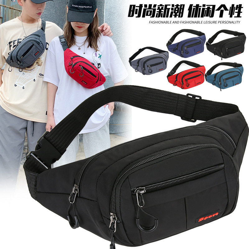 Cross-border waist bags for men and women, outdoor sports chest bags, Korean-style running and fitness bags, casual and fashionable shoulder bags, crossbody bags, trendy full figure