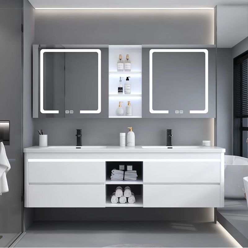 Light luxury rock plate double-basin bathroom cabinet set, washbasin cabinet, washbasin, double-mirror intelligent bathroom cabinet, washbasin Specification drawing
