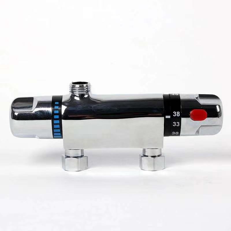 Original manufacturer's exposed alloy constant-temperature mixing valve faucet, bathroom rain shower head, automatic warm water control valve set details Picture