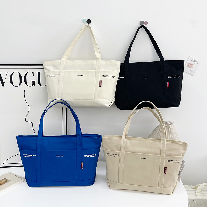 New cross-border versatile single-shoulder tote bag, laid-back style, large-capacity canvas bag, high-end commuter women's bag, handbag full figure