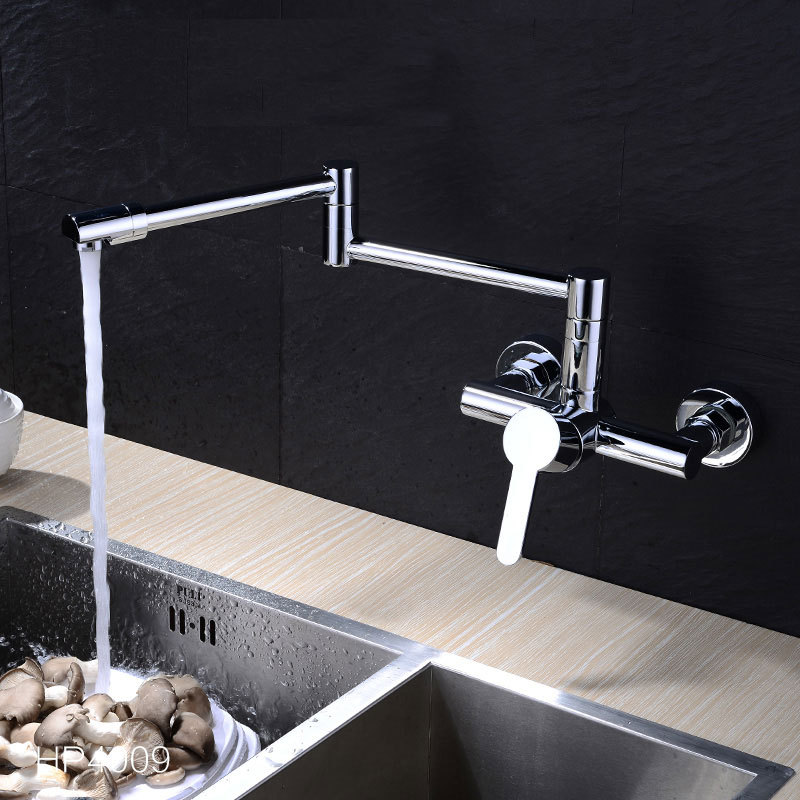Cross-border manufacturer's all-copper kitchen faucet, cold and hot folding telescopic sink faucet, sink faucet, all-copper water faucet full figure