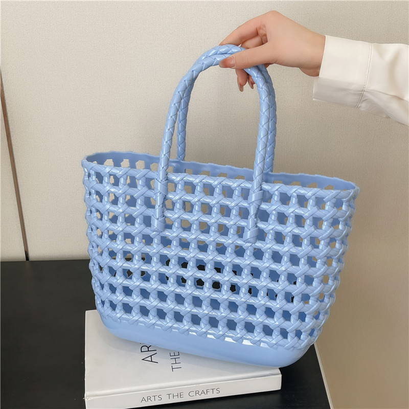 2025 Summer Hollowed-out woven jelly bag, hand-held vegetable basket bag, daily vacation and travel large capacity beach bag details Picture