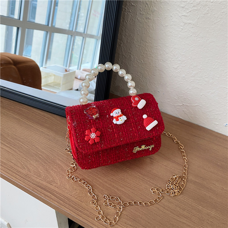 Mini fashionable girls' pearl coin purse 2024 New checkered fashionable Korean version little girl handbag for children's clothing matching Application Scenario